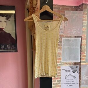 Vintage y2k Hollister Yellow Patterned Tank Top all over print vtg